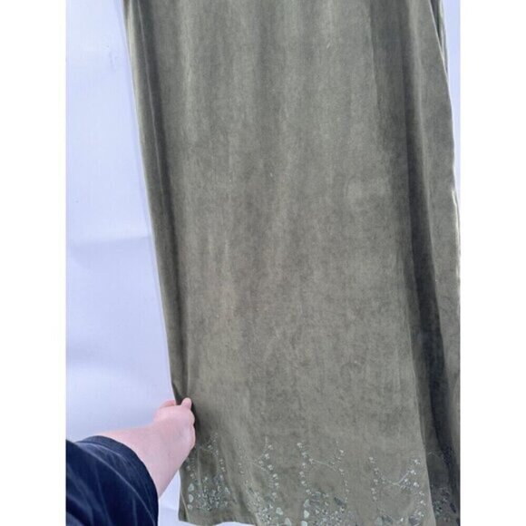 Mary McFadden Dress Women Medium Green Floral Embroidered VTG Western Boho Chic - Picture 9 of 10